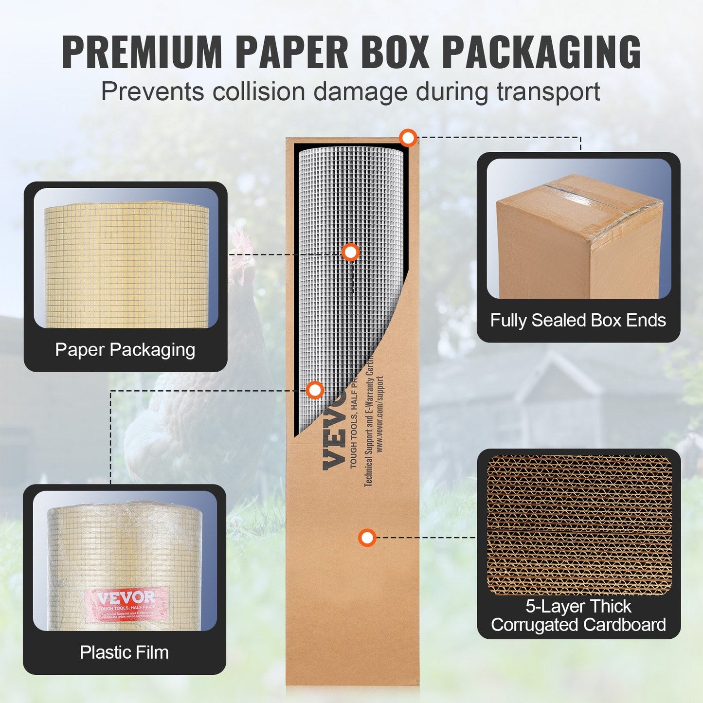 Galvanized Steel Wire Mesh Roll, 6.35mm Mesh, 915mm x 15.24m, 7.3kg