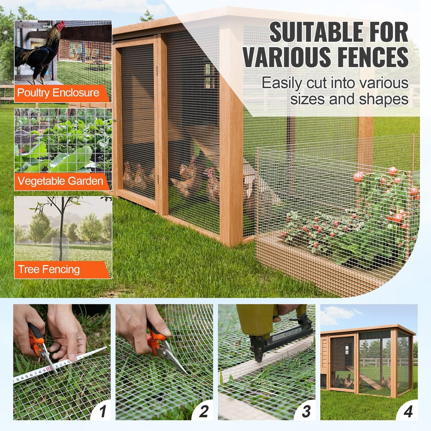 Galvanized Wire Mesh Roll, 12.7mm x 1220mm x 30.48m, 19 Gauge, for Fencing