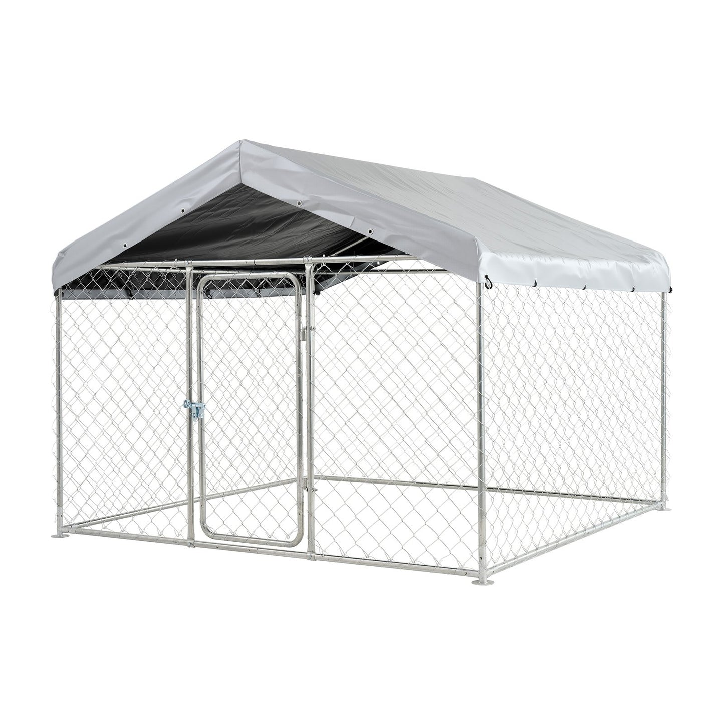 Outdoor Dog Kennel, 2 x 2 x 1.6 m Large Dog Kennel with Secure Lock, Outside Dogs Enclosures with UV-Resistant & Waterproof Roof Cover, Heavy Duty Pet Crate Cage Run for Large Dogs