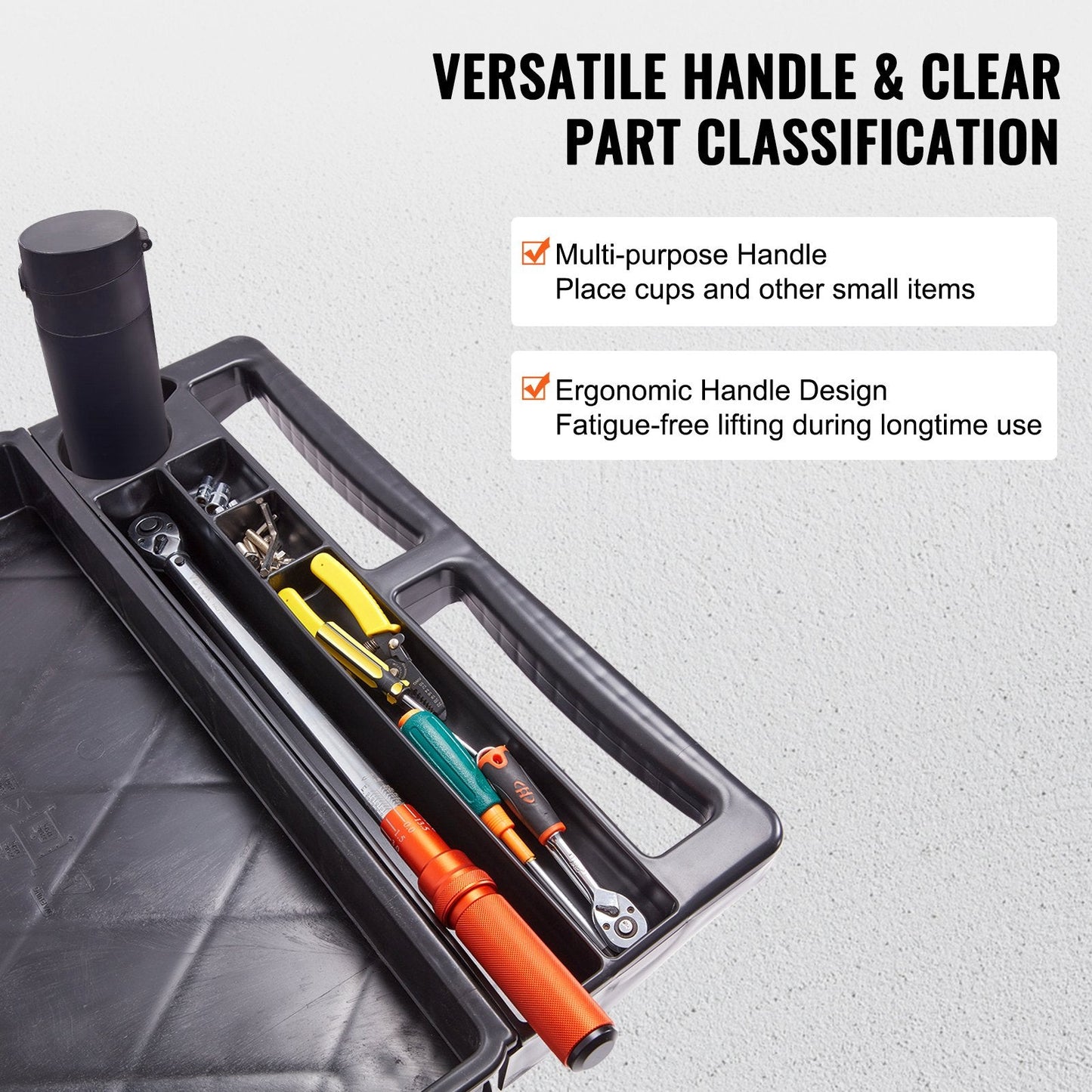 Heavy Duty Rolling Utility Cart with 2 Shelves, 250 kg Capacity, Ergonomic Handle