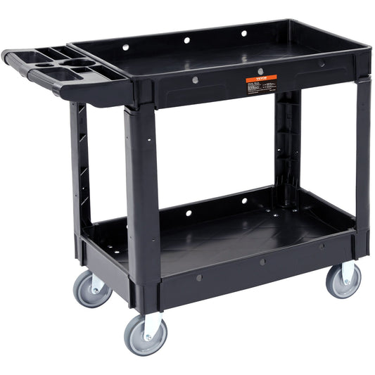 VEVOR Utility Service Cart, 2 Shelf 550LBS Heavy Duty Plastic Rolling Utility Cart