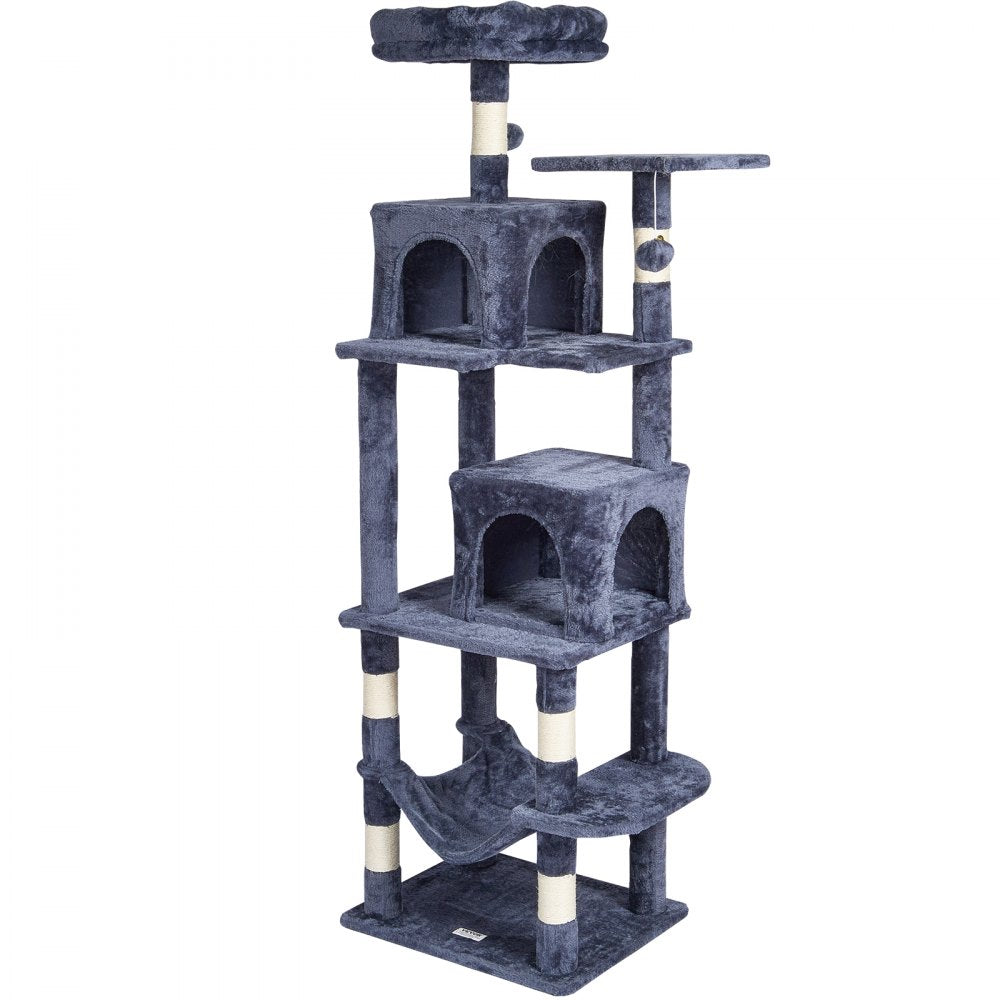 Cat Tree 160 cm Cat Tower with 2 Cat Condos Scratching Post Light Grey