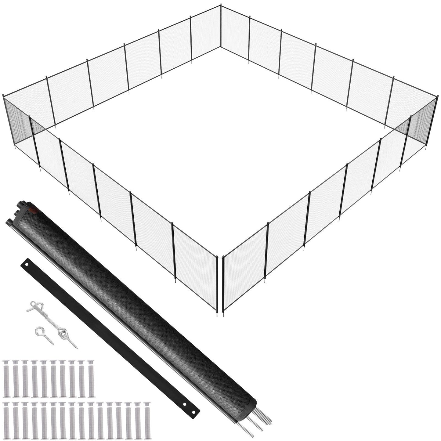 Removable Child Safety Pool Fence, 1.21 x 21.95m, Black Teslin Mesh, Easy Install