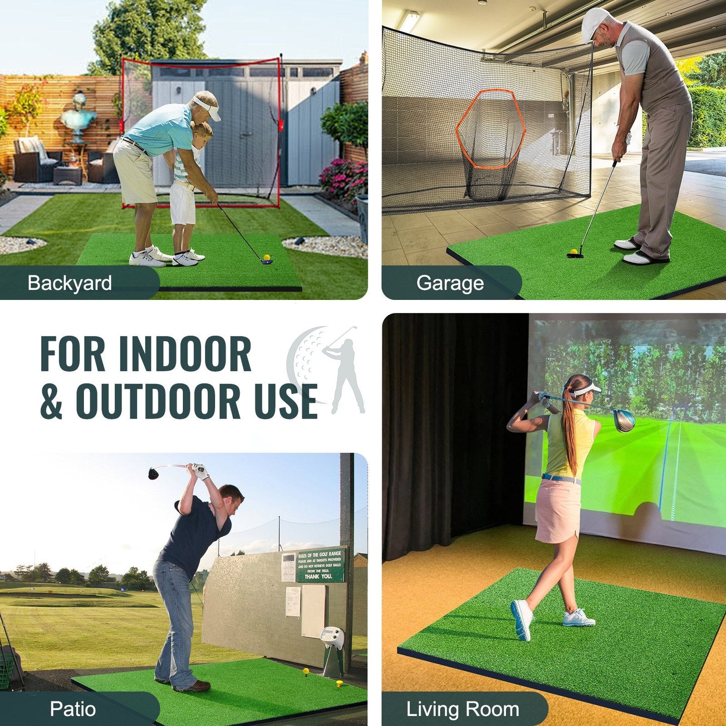 5x5m Dual-Color Golf Mat - Indoor/Outdoor Practice with Accessories, 8.35kg