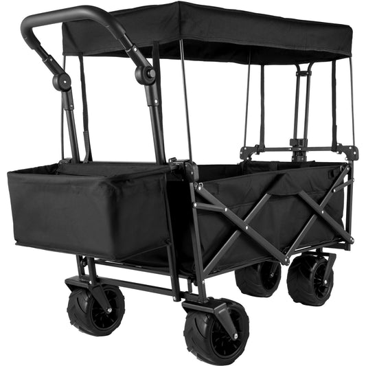 VEVOR Folding Wagon Cart, Collapsible Folding Garden Cart w/ Shade Beach Utility