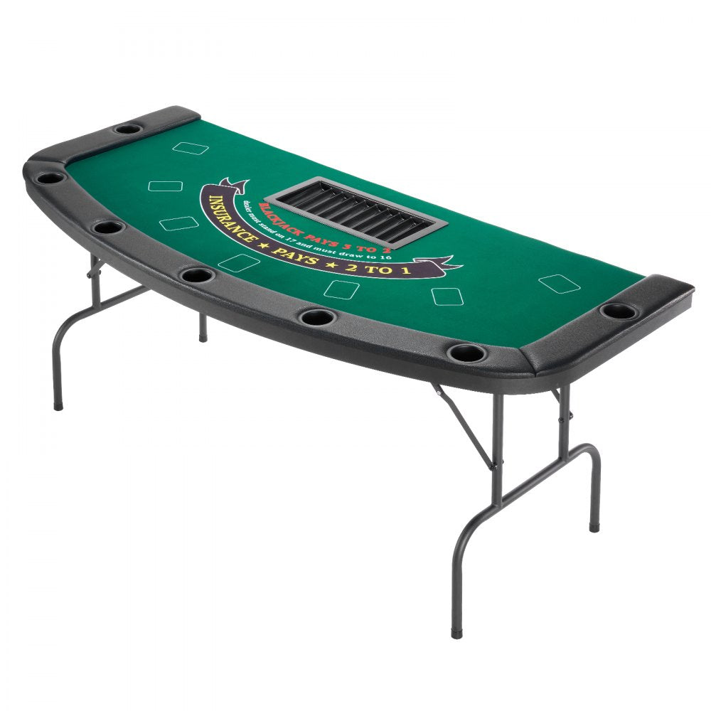 VEVOR 1828.8 mm Folding Poker Table Foldable 7 Player Casino Texas Holdem Table
