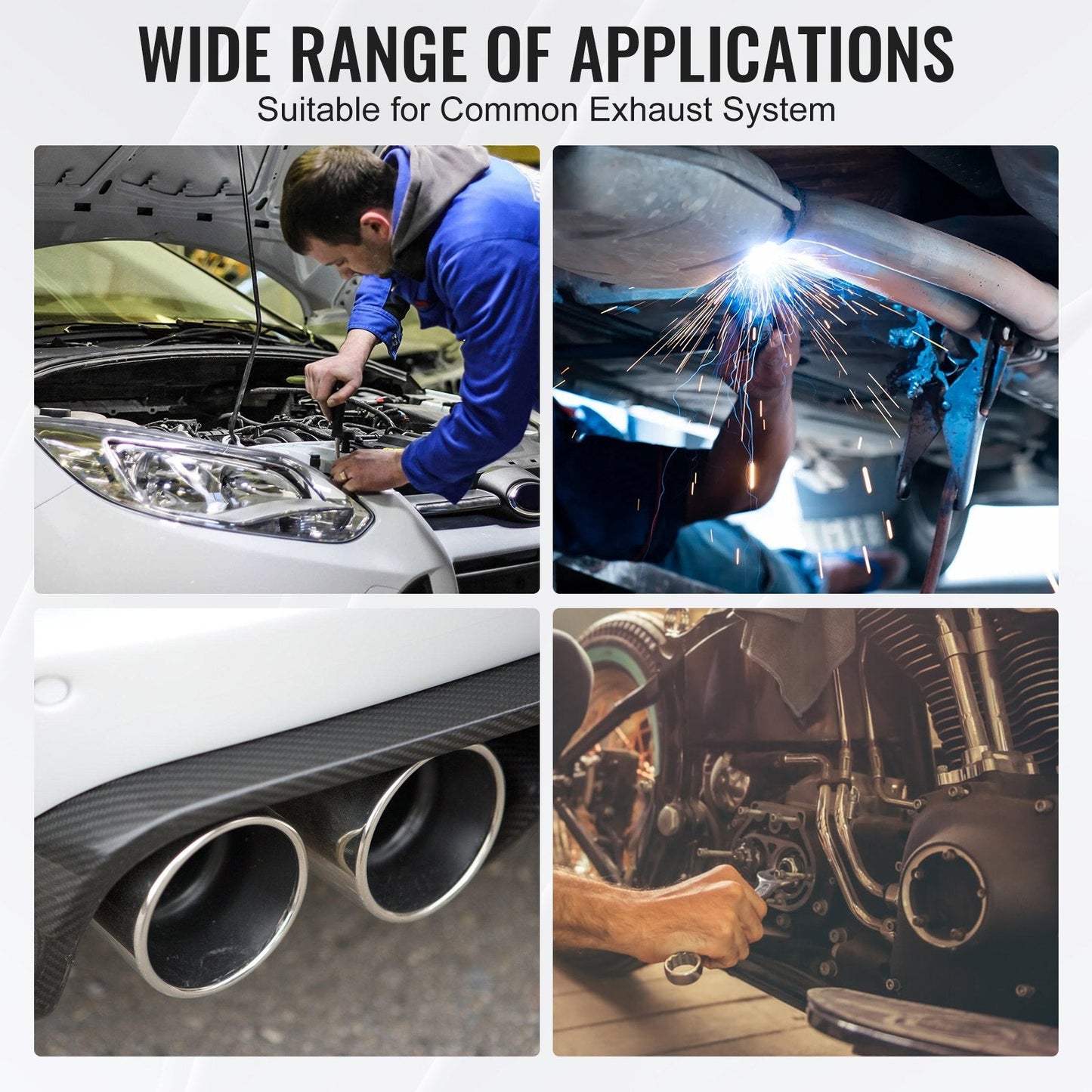 Universal DIY Exhaust Pipe Kit, 16-Piece, Slip-Fit, Steel, Easy Install