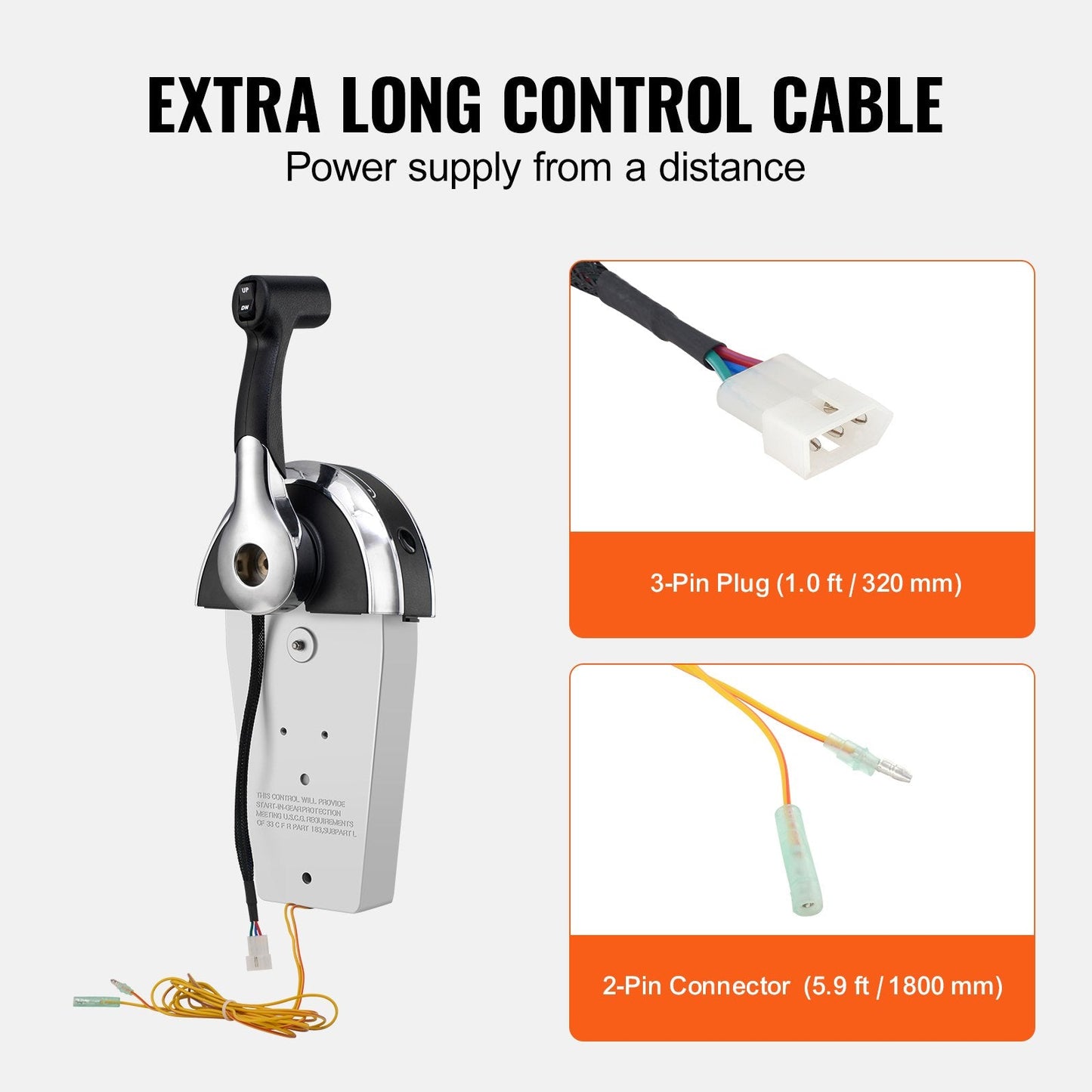 Top-Mount Remote Control Box for Mercury Outboard Motors, 3.19 kg, 1.8 m Cable