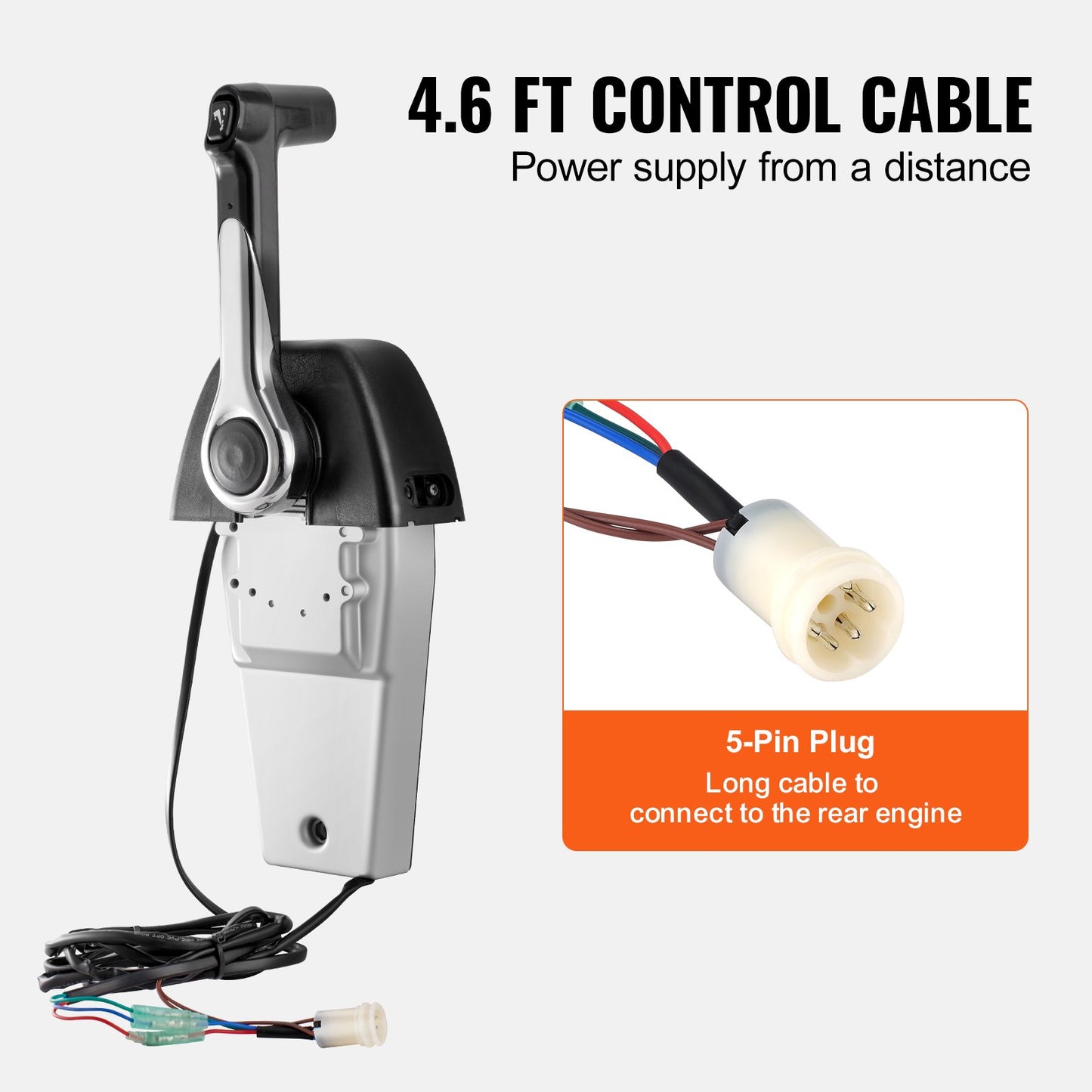 VEVOR Boat Throttle Control, 704-48205-P1 Top-Mounted Outboard Remote Control Box