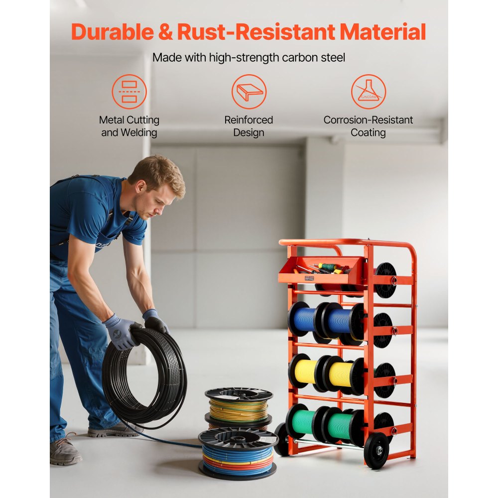 Wire Spool Rack 11 Rods Cable Caddy for Industrial Electrical Retail Use