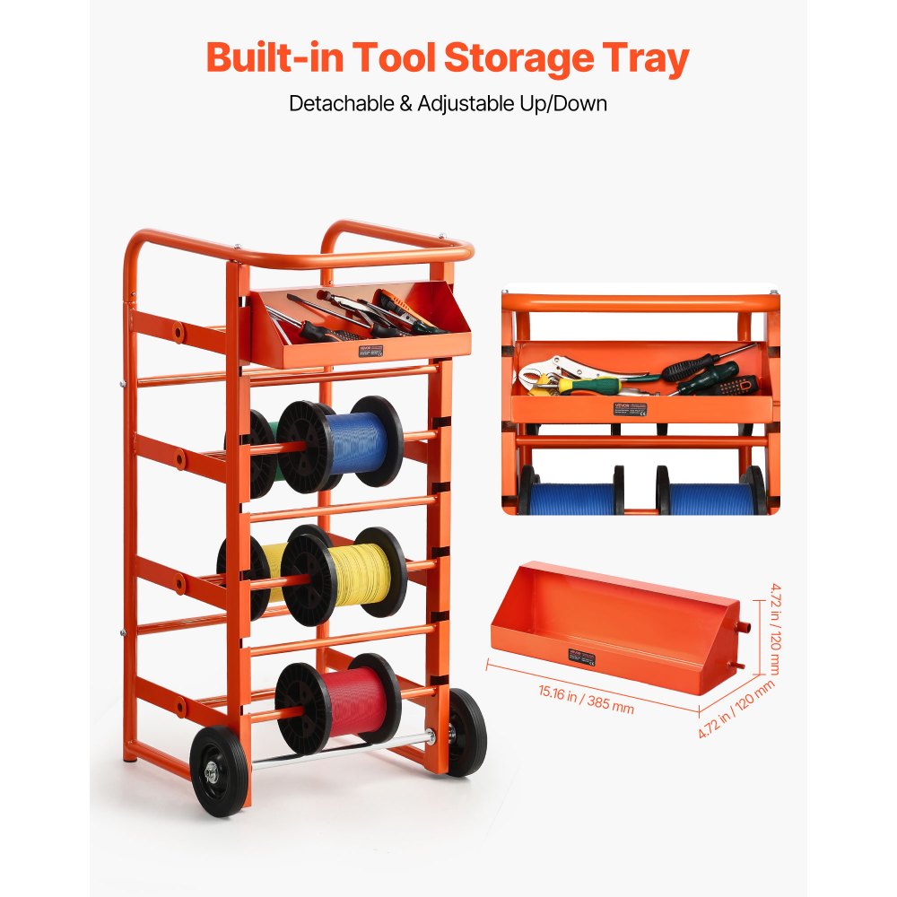 Wire Spool Rack 11 Rods Cable Caddy for Industrial Electrical Retail Use