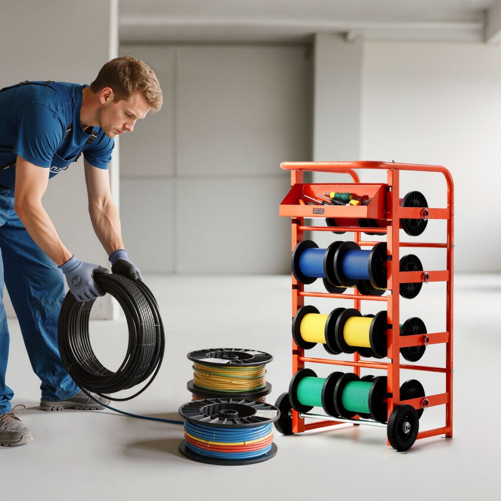 Wire Spool Rack 11 Rods Cable Caddy for Industrial Electrical Retail Use