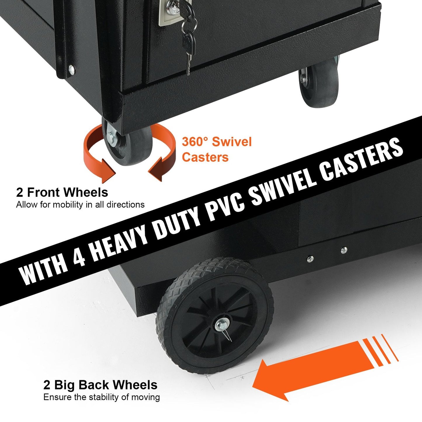 Heavy Duty 2-Tier Welding Cart with Lockable Cabinet and Swivel Wheels