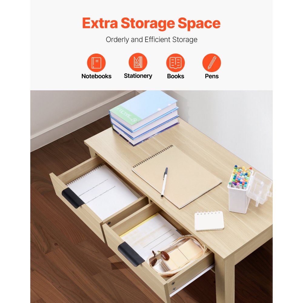 VEVOR Small Desk with Drawer Kids Desk for Bedroom Simple Study Table Light Wood
