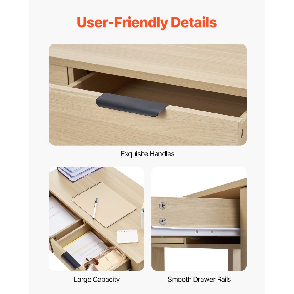 VEVOR Small Desk with Drawer Kids Desk for Bedroom Simple Study Table Light Wood