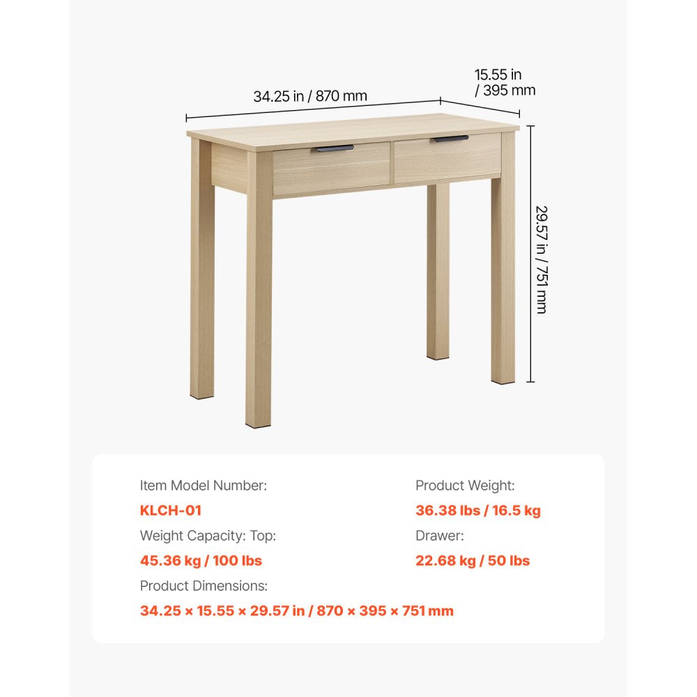 VEVOR Small Desk with Drawer Kids Desk for Bedroom Simple Study Table Light Wood