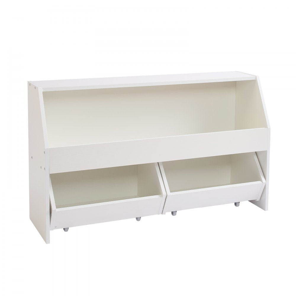 Toy Storage Organizer Wooden Bookshelf with 3 Section Cubbies Drawers