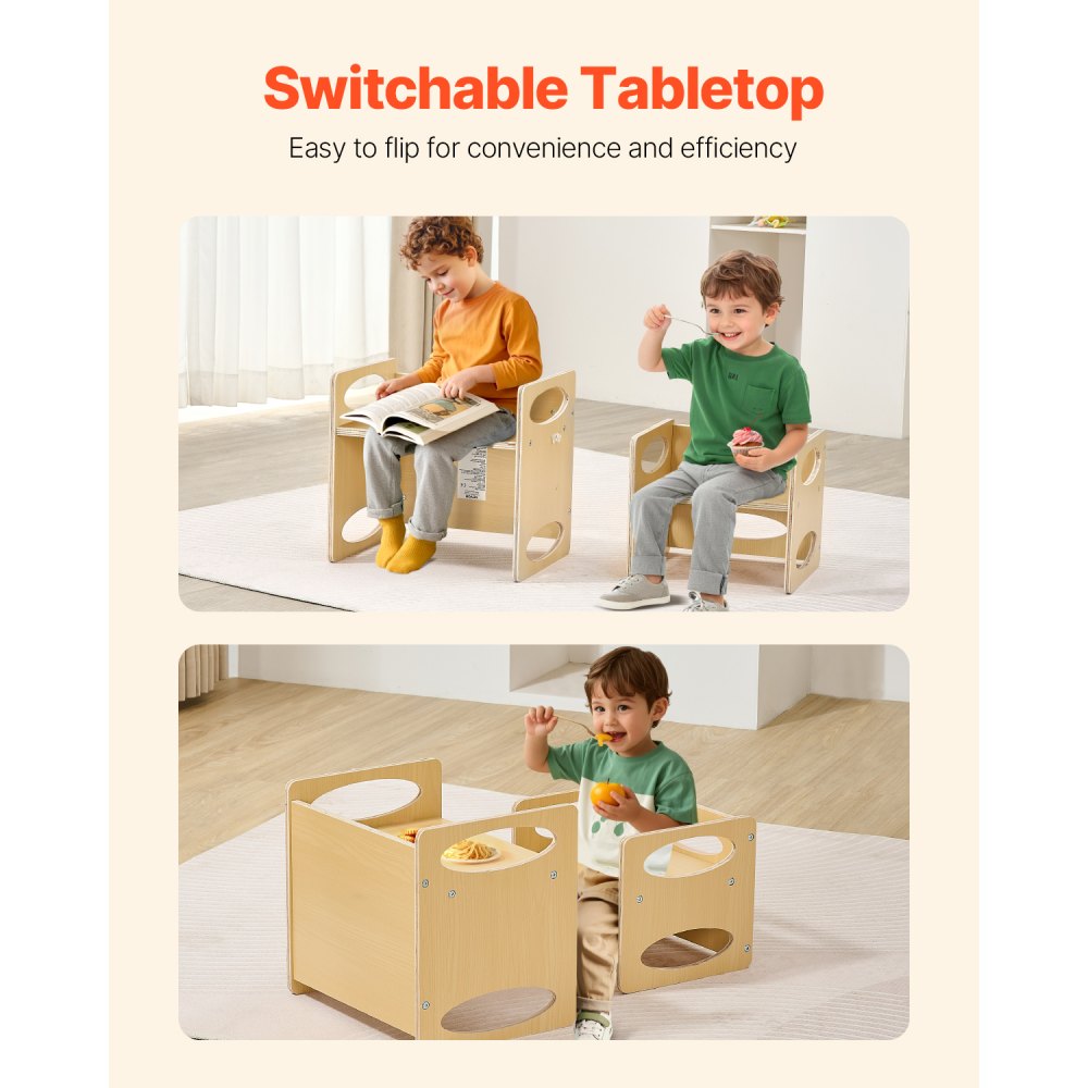 VEVOR Weaning Table and Chair Set Montessori Kids Activity Table and Chair Wood