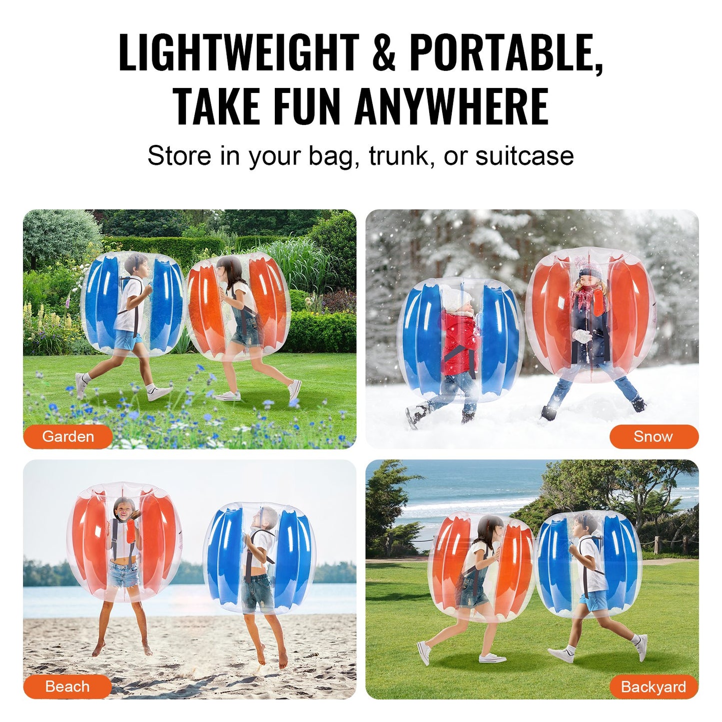 VEVOR Inflatable Bumper Balls 2-Pack , 3FT/0.9M Body Sumo Zorb Balls for Kids &