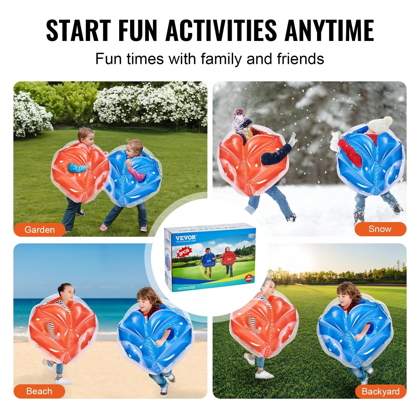 Inflatable 0.6M Sumo Zorb Balls for Kids - 2-Pack, Durable Outdoor Fun Toy