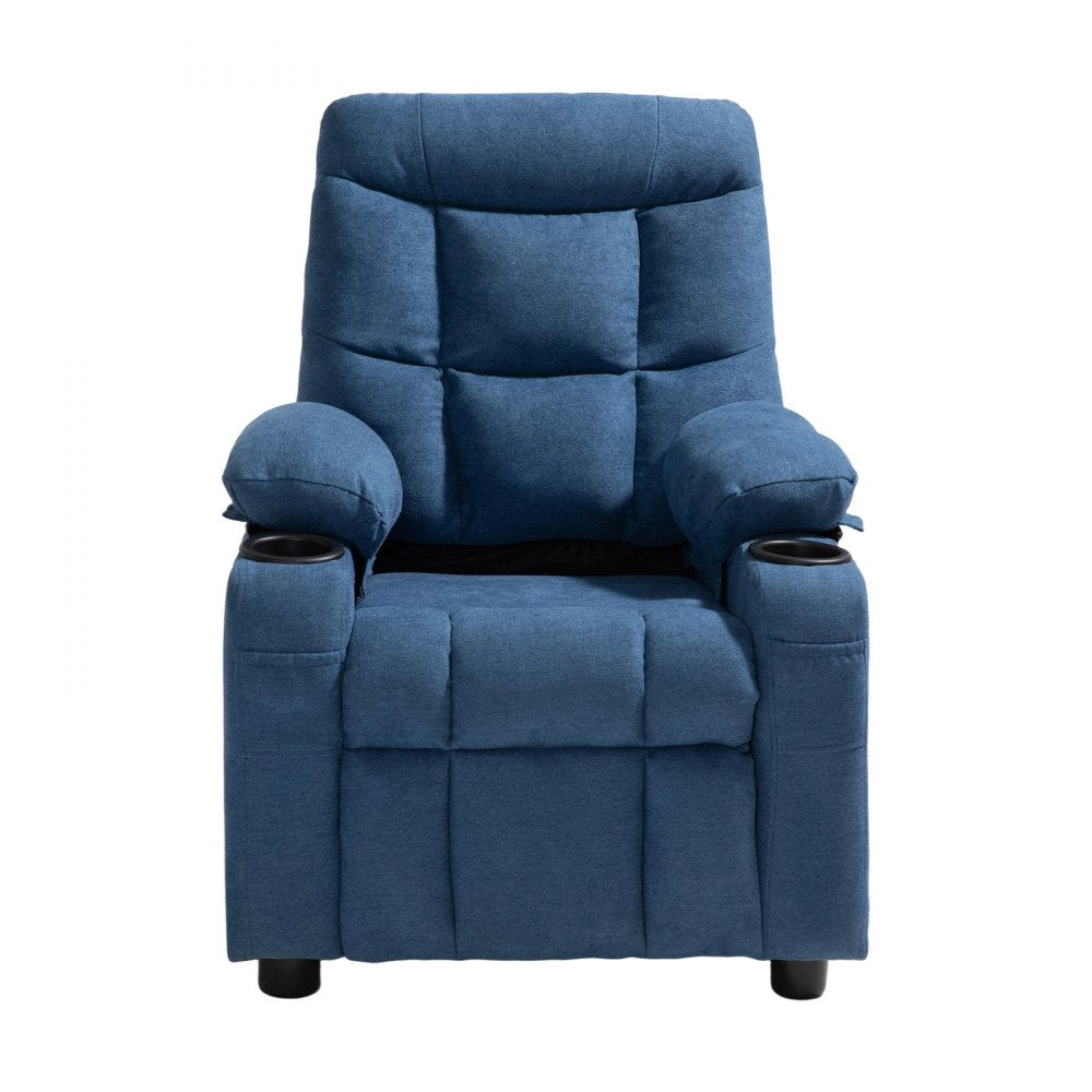 VEVOR Kids Reclining Chair Toddler Recliner with Cup Holders and Pockets (Blue)