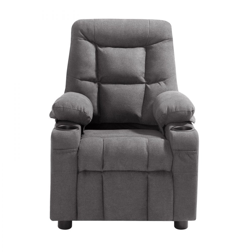 VEVOR Kids Reclining Chair Toddler Recliner with Cup Holders and Pockets (Grey)