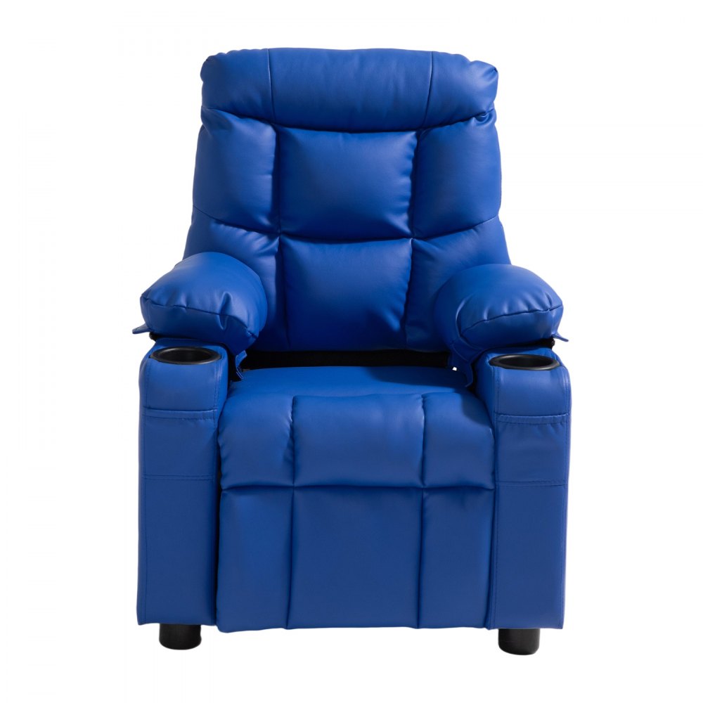 VEVOR Kids Reclining Chair PU Leather Toddler Recliner with Cup Holder & Pocket