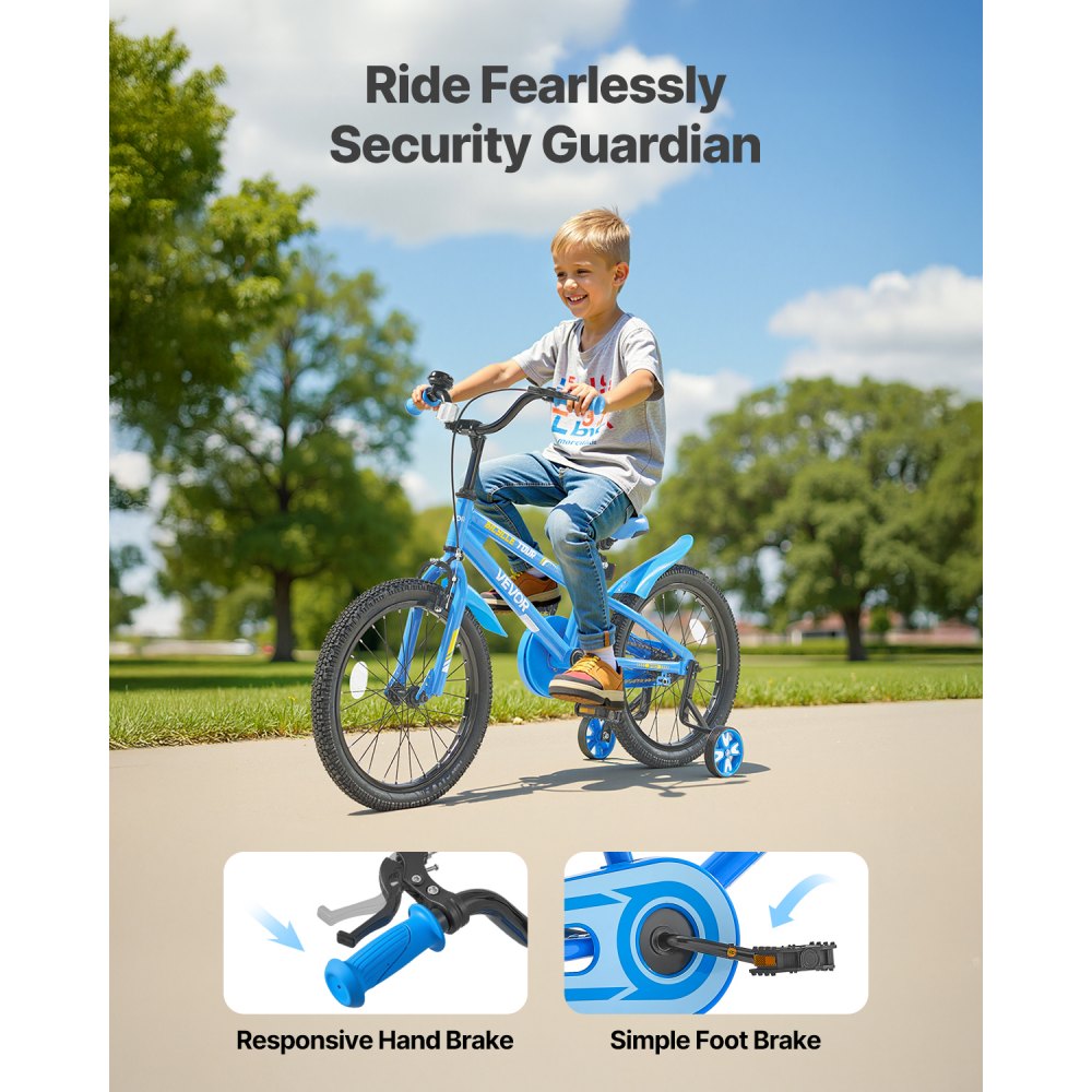 VEVOR Kids Bike 18 Inches BMX Style Children Bicycle for Boys & Girls Aged 5-10