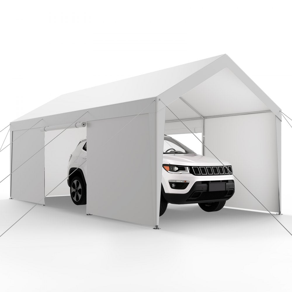 VEVOR Carport Car Canopy 10x20FT Heavy Duty Car Shelter with Sidewalls White