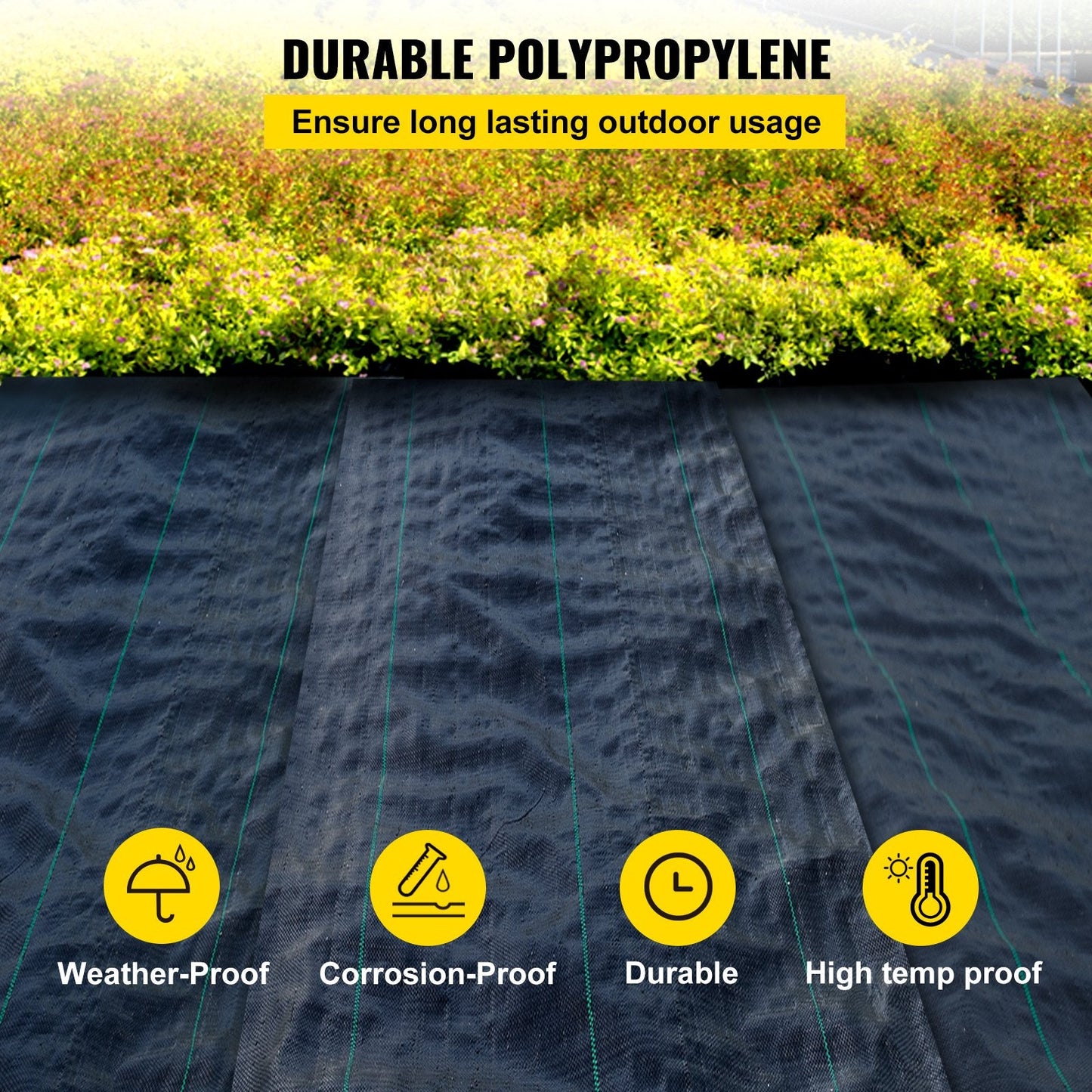 Durable 0.9 x 15.2m Garden Weed Barrier Fabric, Easy Install, Multi-Purpose