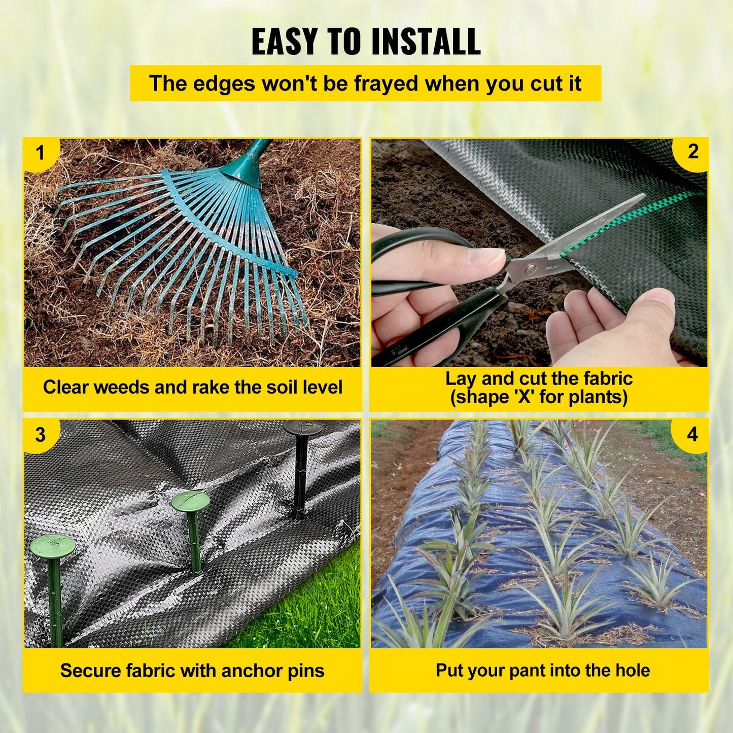 Durable 0.9 x 91.4 m Woven Weed Barrier Fabric for Gardens and Landscaping