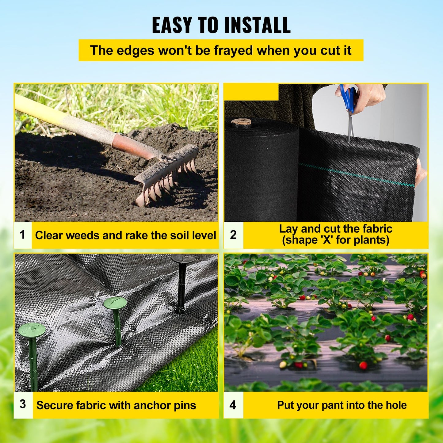 VEVOR Woven Ground Cover Weed Barrier 5.8oz Landscape Fabric 4'x 100' Garden Mat