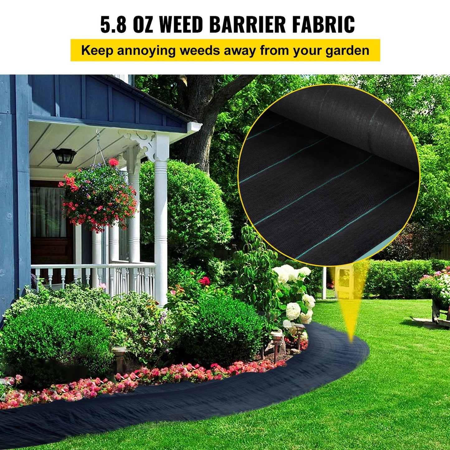 Heavy Duty 1.2 x 91.4 m Landscape Fabric for Weed Control and Soil Enrichment