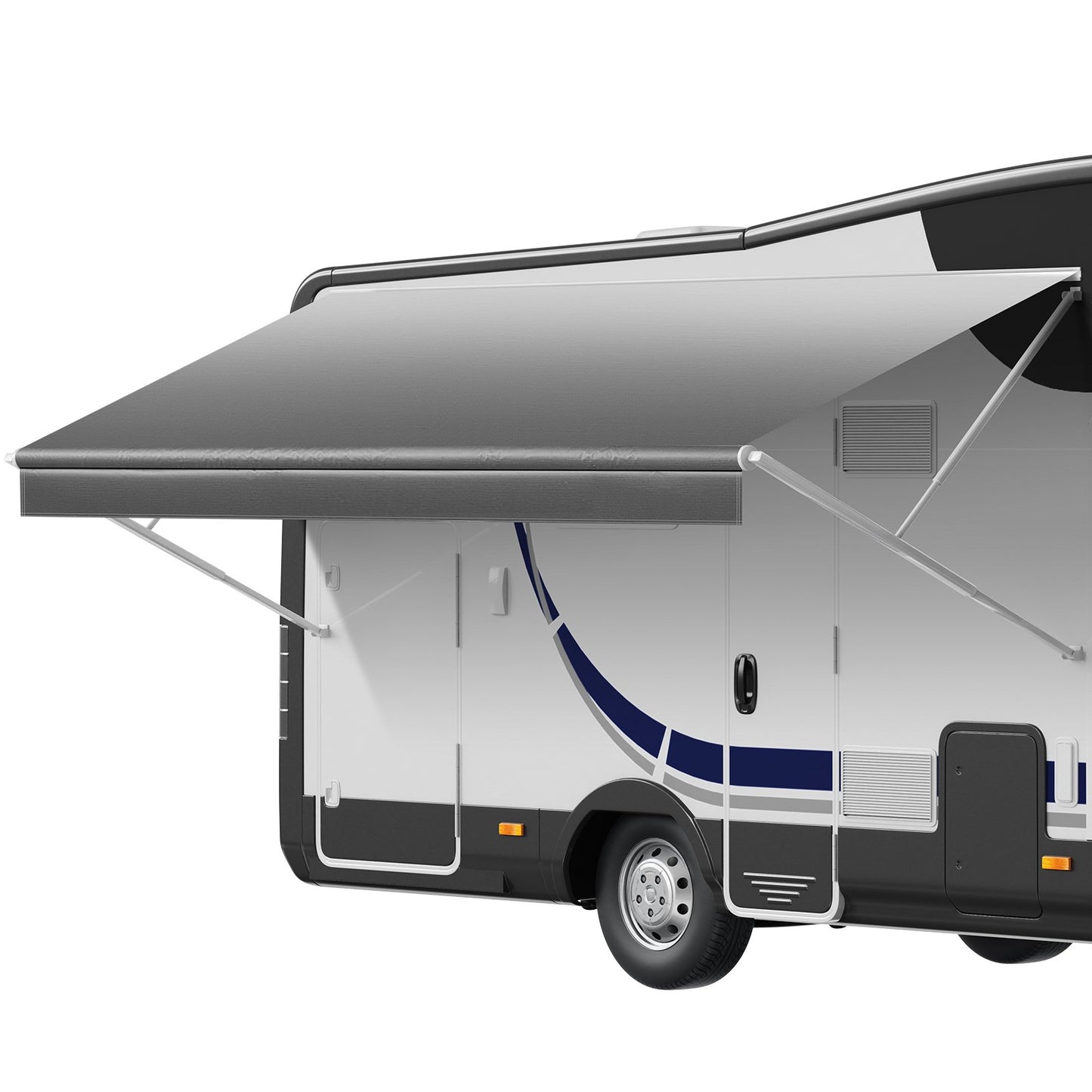 RV Awning Fabric Replacement, 5.18 m (Fabric 4.9 m) 510 g Heavy-Duty Weatherproof Vinyl Camper Awning Replacement, UPF50+ Protection Waterproof Outdoor Canopy for RV Motorhome Trailer, Gray Fade
