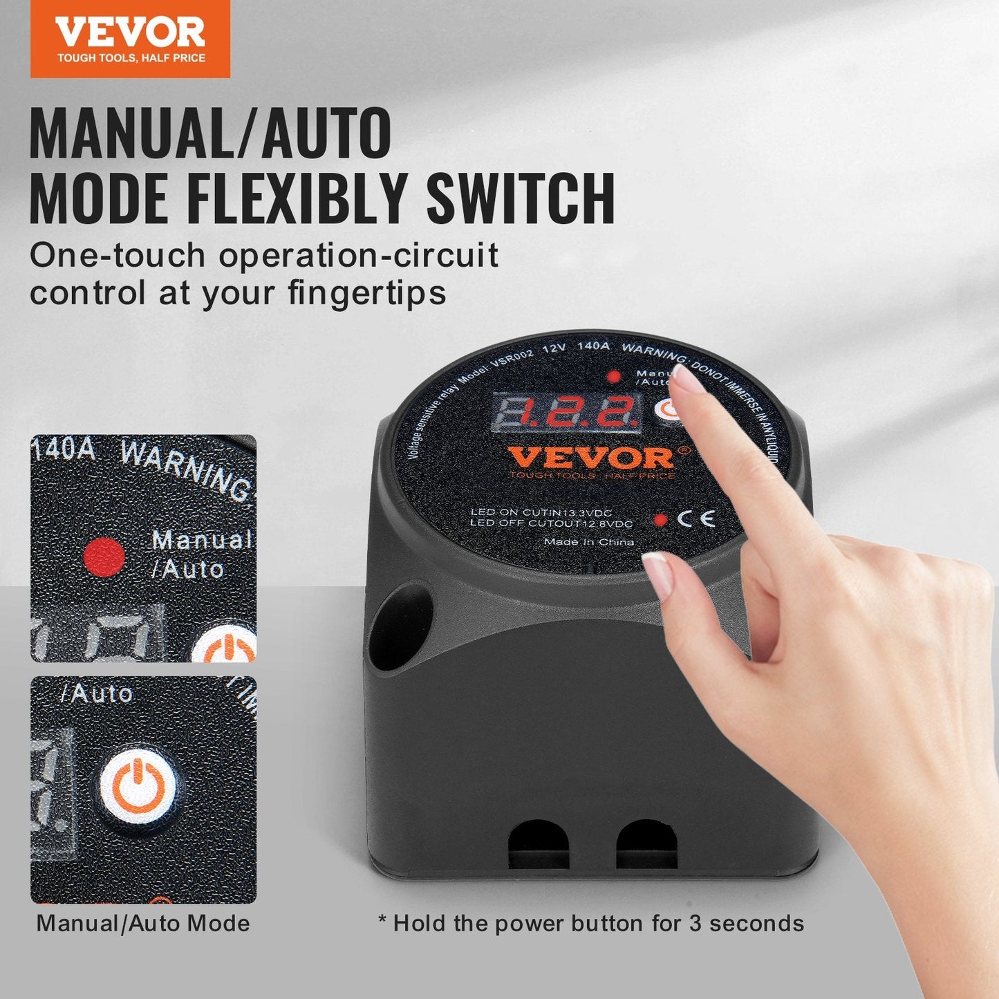 12V 140A Dual Battery Isolator with LED Display & Voltage Protection