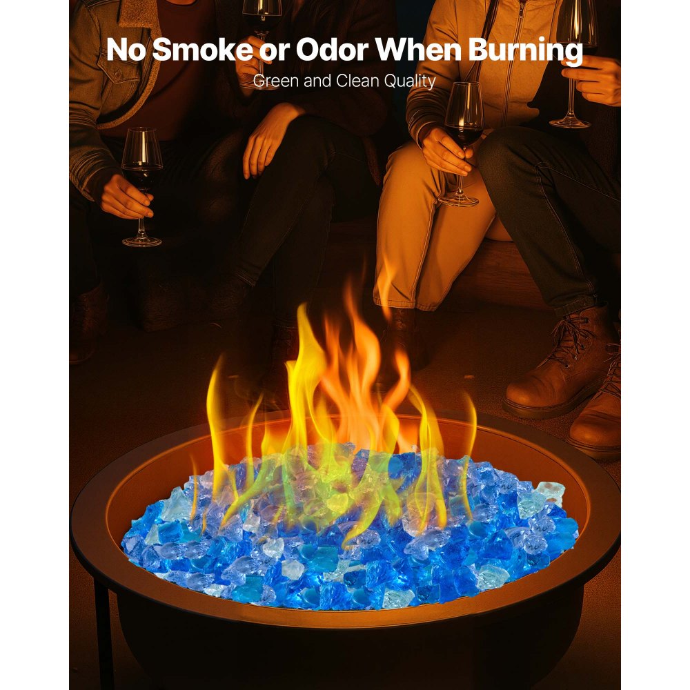 4.5 KG Fire Glass 19.05 mm Fireplace Glass Rocks for Fire Pit 3 Colors