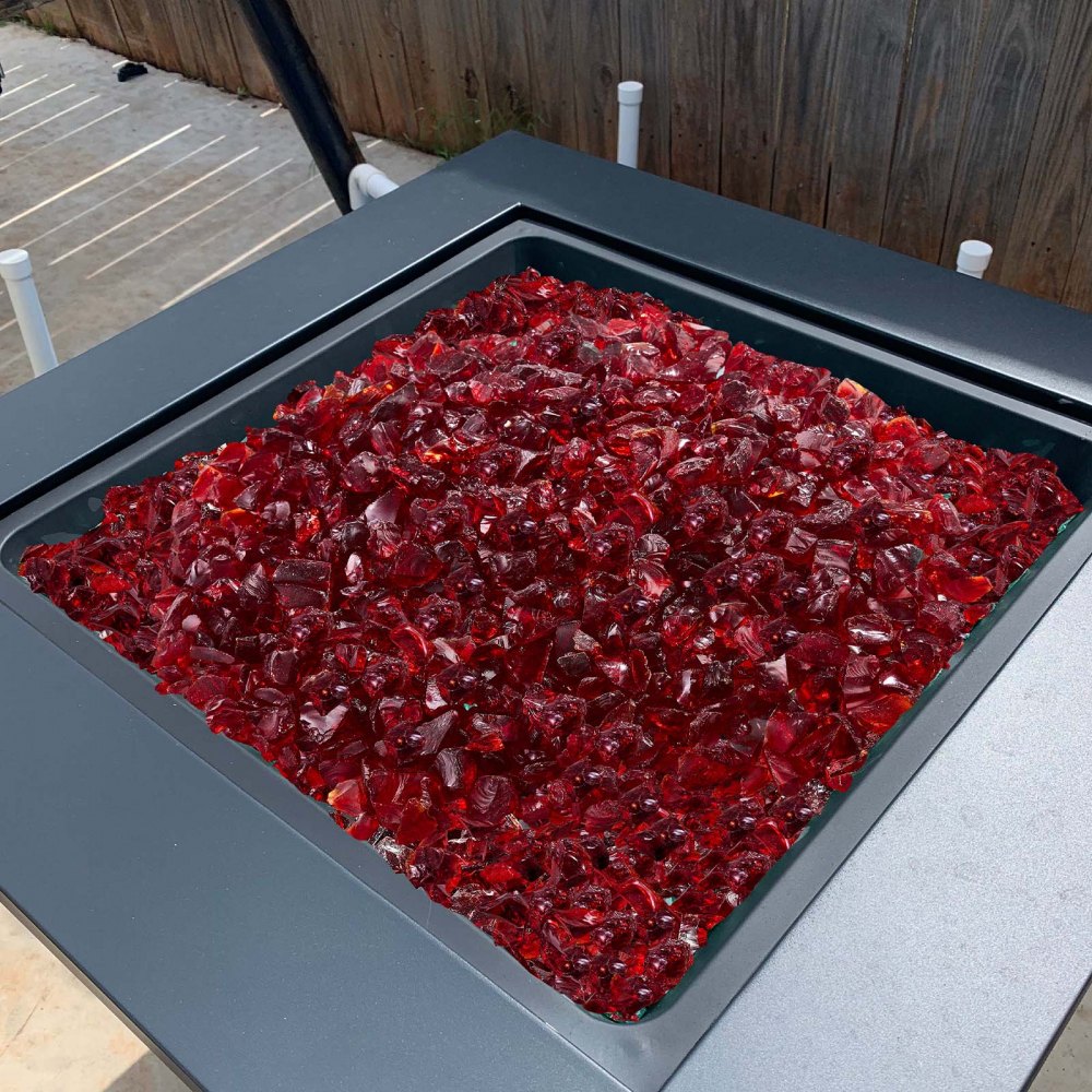 4.5 KG Fire Glass 19.05 mm Fireplace Glass Rocks for Fire Pit Table Red