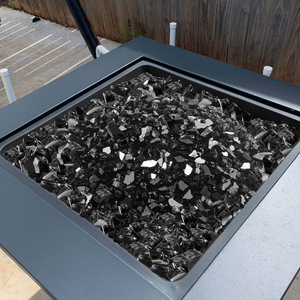 9 KG Fire Glass 12.7 mm Fireplace Glass Rocks for Fire Pit Table Black