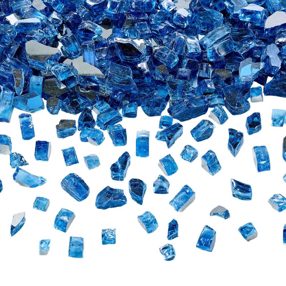 4.5 KG Fire Glass 12.7 mm Fireplace Glass Rocks for Fire Pit Pacific Blue