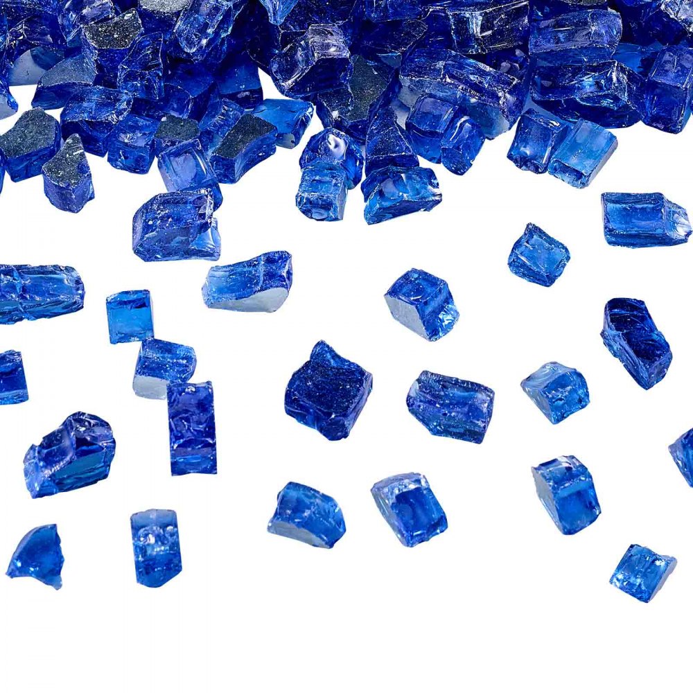 4.5 KG Fire Glass 12.7 mm Fireplace Glass Rocks for Fire Pit Cobalt Blue