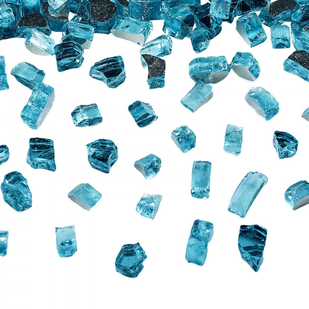 9 KG Fire Glass 12.7 mm Fireplace Glass Rocks for Fire Pit Aqua Blue