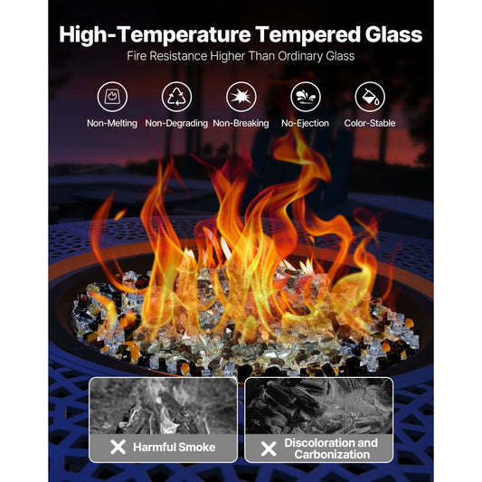 4.5 KG Fire Glass 12.7 mm Glass Rocks for Fire Pit Copper Gold Clear