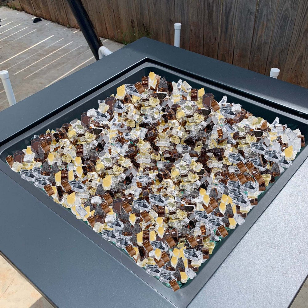 4.5 KG Fire Glass 12.7 mm Glass Rocks for Fire Pit Copper Gold Clear