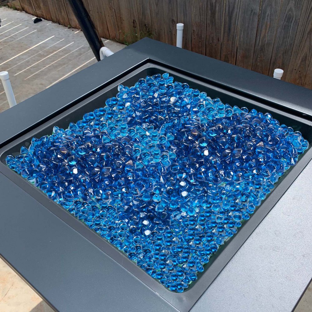 4.5 KG Fire Glass 25.4 mm Fireplace Glass Rocks for Firepit Caribbean Blue
