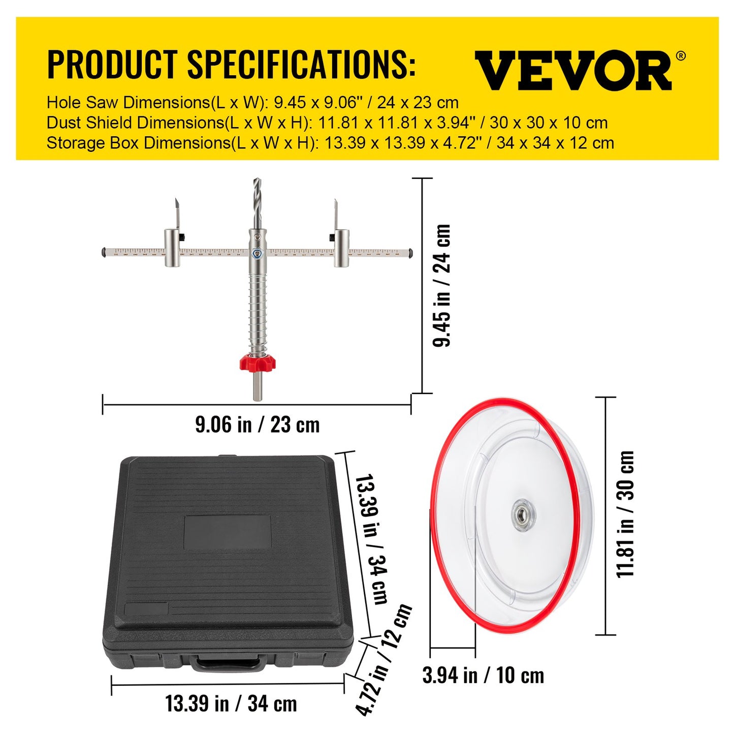 VEVOR Adjustable Hole Saw Cutter Kit, 1-5/8" to 8" (40-200 mm), Two Replaceable