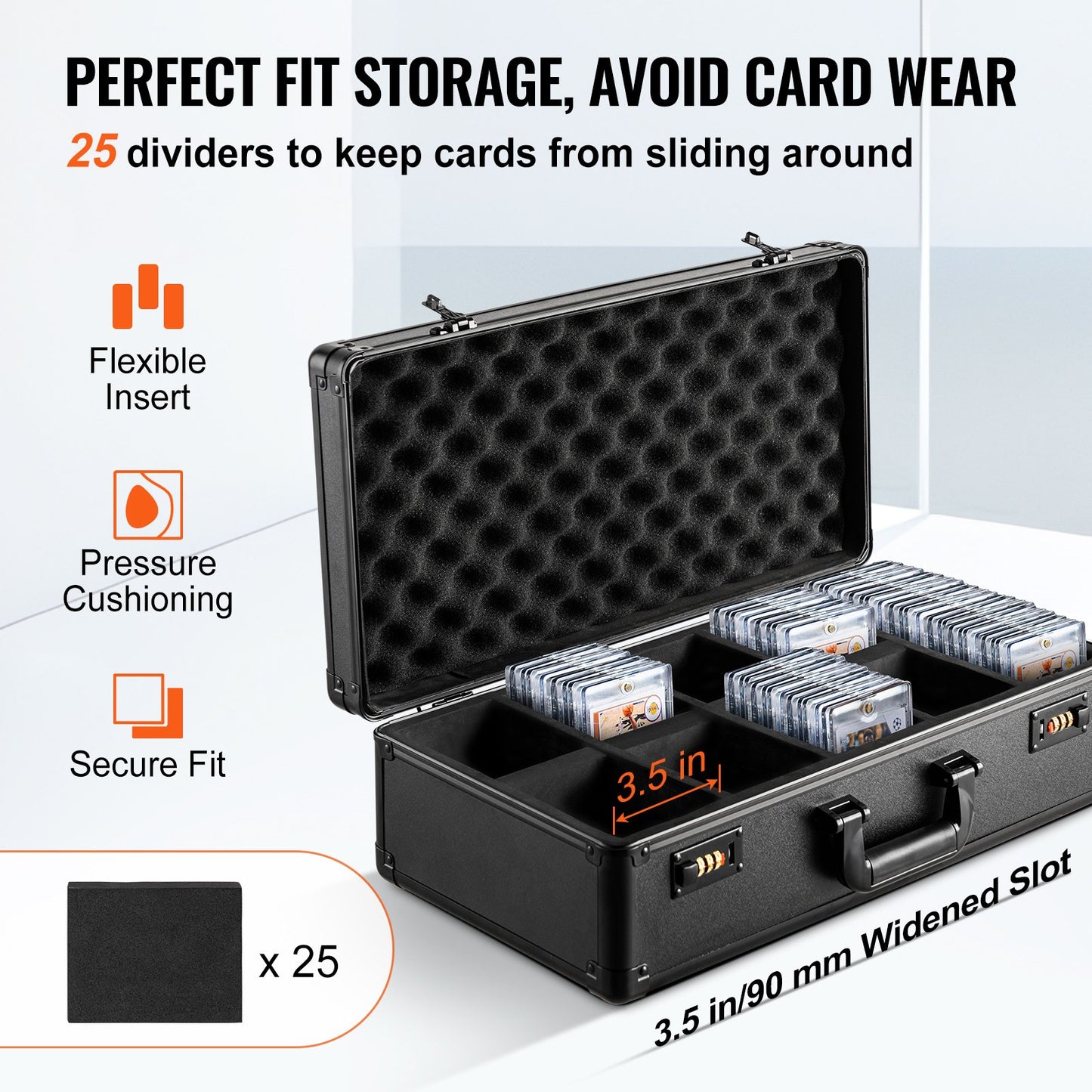 VEVOR Graded Card Storage Box, 5 Slots, Graded Sports Cards Holder Carrying Case