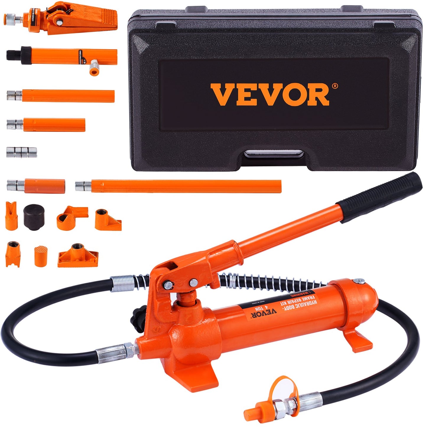 VEVOR 4 Ton Porta Power Kit, Portable Hydraulic Jack with 3.9 ft/1.2 m Oil Hose,