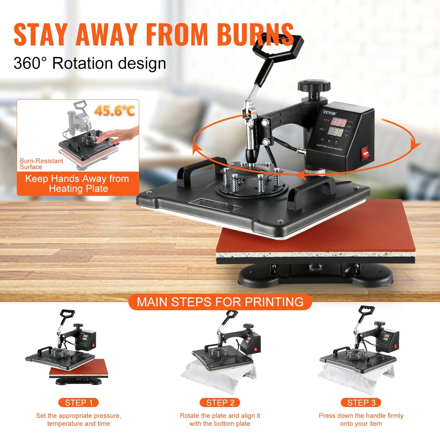 VEVOR 1400W Heat Press Machine 8 In 1 Sublimation Steel Frame Heat Presses with