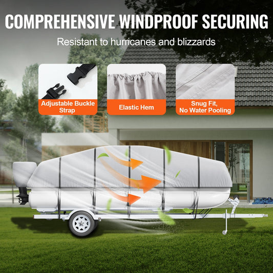 Durable 800D Waterproof Pontoon Boat Cover for 7-7.3 Meter Boats with Bag