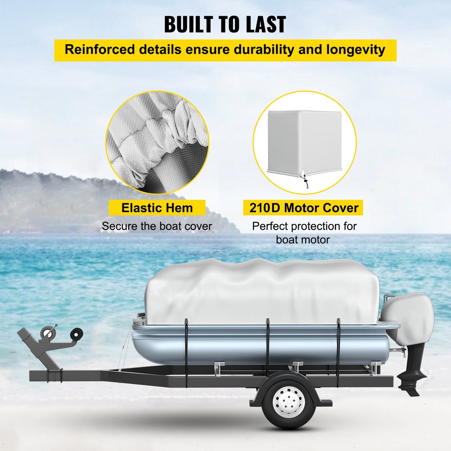 VEVOR Pontoon Boat Cover, Fit for 17\'-20\' Boat, Heavy Duty 600D Marine Grade Oxford